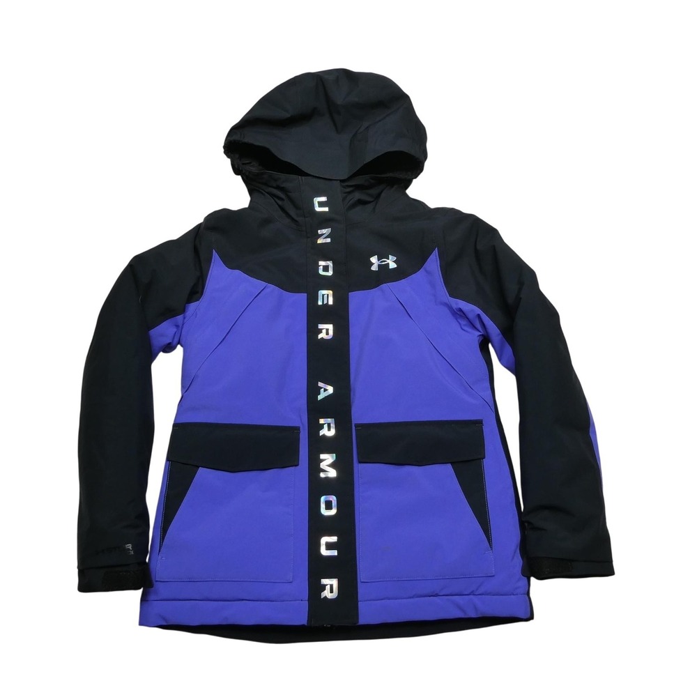 Under Armour Jacket Youth Medium‎ Purple Black Hooded Storm Proof Insulated Ski